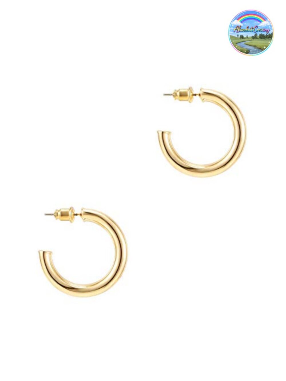 14K Gold Plated Vermeil 30mm Chunky Hoop Earrings for Women Lightweight